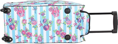 Betsey Johnson Designer Carry On Luggage Collection - Lightweight Pattern 22 Inch Duffel Bag- Weekender Overnight Business Travel Suitcase with 2- Rolling Wheels (Stripe Floral)