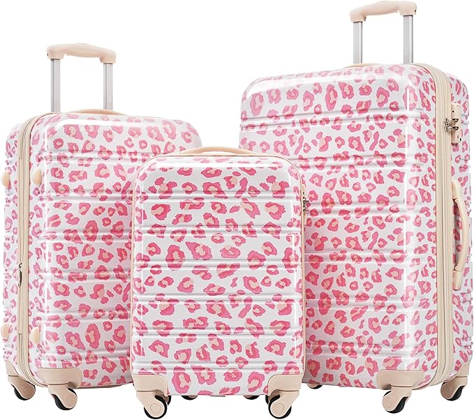 Luggage Sets 3 Piece Durable Suitcase Set with Spinner Wheels, 3 Pcs Hardside Lightweight luggage with TSA Lock, Large Checked Travel Suitcases