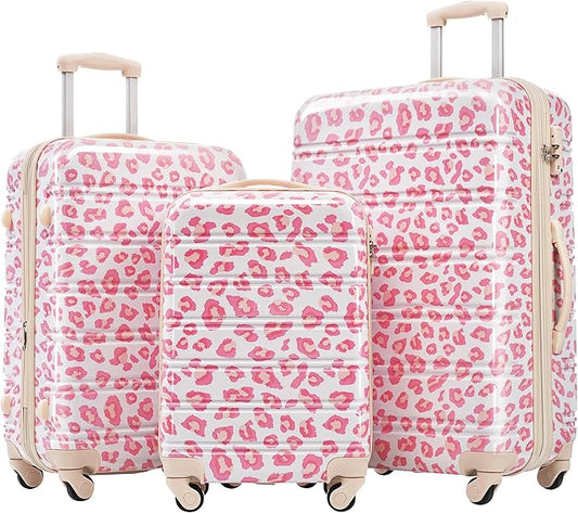 Luggage Sets 3 Piece Durable Suitcase Set with Spinner Wheels, 3 Pcs Hardside Lightweight luggage with TSA Lock, Large Checked Travel Suitcases