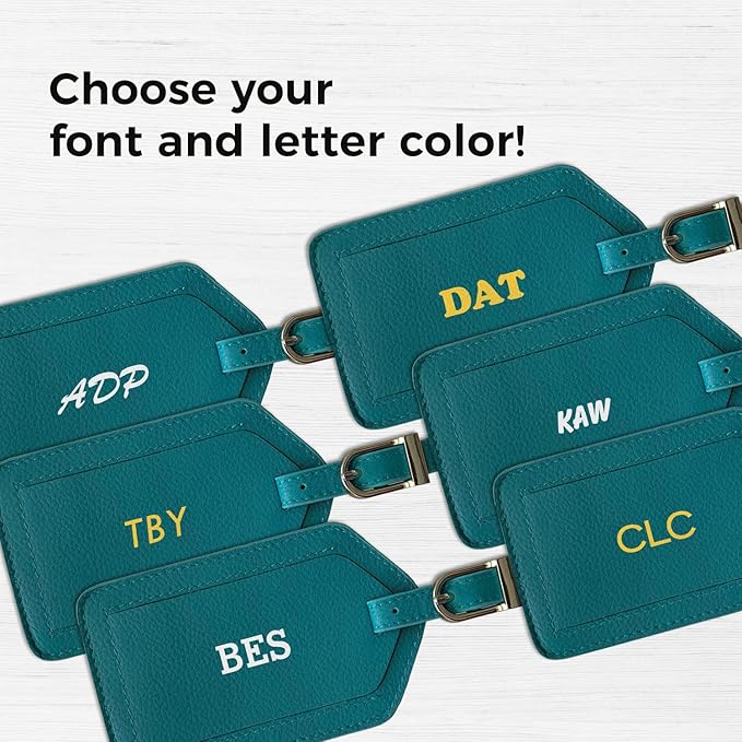Personalized Monogrammed Leather Luggage Tags - 3 Pack