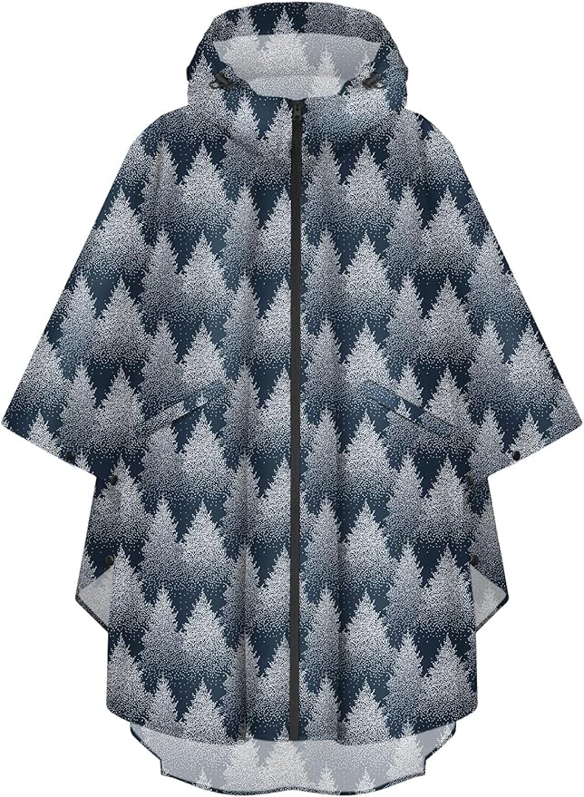 PTEROMY Hooded Rain Poncho for Adult with Pocket and Zipper, Waterproof Lightweight Raincoat for Men and Women