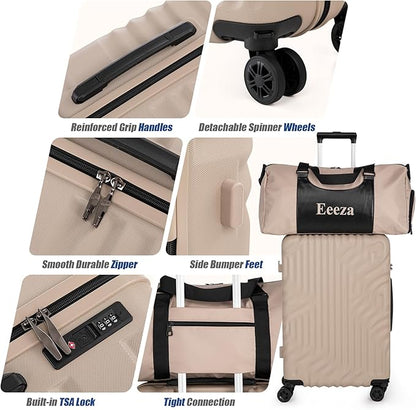 Luggage Sets Suitcase Sets 5 Piece Luggage Sets Suitcase with ABS Hard Shell Lightweight TSA Lock and Double Rotatable Detachable Wheels(Gray,20"/24"/28"/DB/TB)