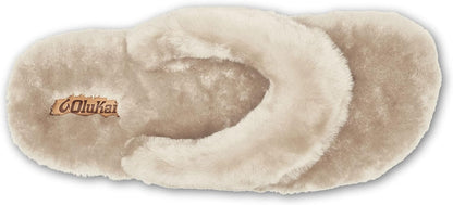 OLUKAI Kipe'a Heu Women's Sandal Slippers, Soft & Comfortable Shearling-Wrapped Straps, Durable Rubber Outsoles for All-Day Wear, Causal & Cute Everyday Style