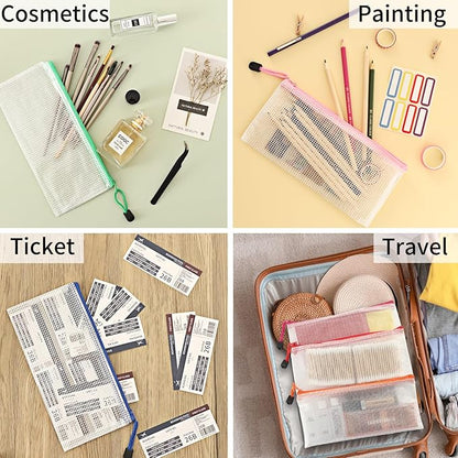 EOOUT Pencil Pouches 20pcs 9.5x4.5 Inches Small Mesh Zipper Pouch in 10 Colors for Travel Storage Cosmetics and Office Supplies Storage