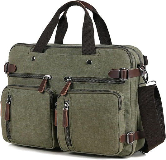 3 in 1 Convertible Laptop Backpack, 17.3 inch Messenger Bag for Men, Work Briefcase Travel Computer Bag for Men Women (Green, 17.3 Inch)