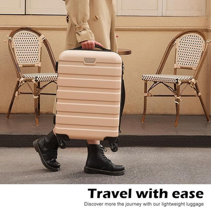 Coolife Luggage 3 Piece Set Suitcase Spinner Hardshell Lightweight TSA Lock (champagne new, 3 piece set(20in24in28in))
