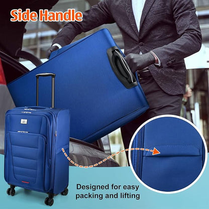 Verdi Luggage 2 Piece Set Suitcase Spinner Wheels Softshell Expandable, Carry On Luggage with USB Port (Navy, 2-Piece set(20/24))