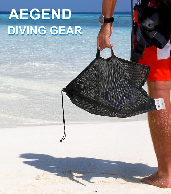 Aegend Snorkeling Gear for Adults Youth Kids, Dry Snorkel Set Panoramic View Enhanced Anti-Leak and Anti-Fog Technology, Adjustable Strap for Snorkeling Scuba Diving Swimming with Mesh Bag