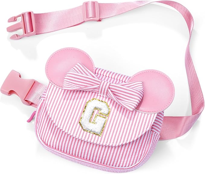 Small Belt Bag for Kids - Birthday Gifts for 3 4 5 6 7 8 9 10 Year Old Girls, Birthday Gifts for Girl Daughter Sister, Initial Belt Bags for Girls Sling Bag Purse Pink G