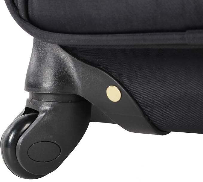 Steve Madden Designer-Gepckkollektion Leichter Softside-Koffer fr Damen und Herren strapazierfhige 50,8 cm groe Tragetasche mit 4 rollenden Spinner-Rdern, Peek-a-boo Black, 20in, Carry on Bag With