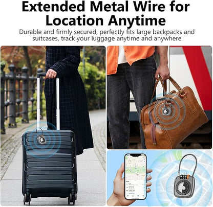 Compatible with Apple AirTag Secure Lock with Wire Cable, 3-Digit Combination Luggage Locks, Alloy Body Ultra Durable Anti-Lost Protective Case for Luggage, Bags, Suitcase, and Backpacks (Grey)