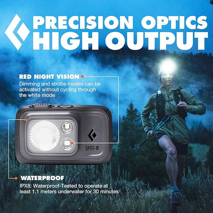 BLACK DIAMOND Spot 400-R Rechargeable Headlamp | 400 Lumens, Dimmable | Micro-USB Charging | Waterproof & Compact | Camping, Hiking, Running