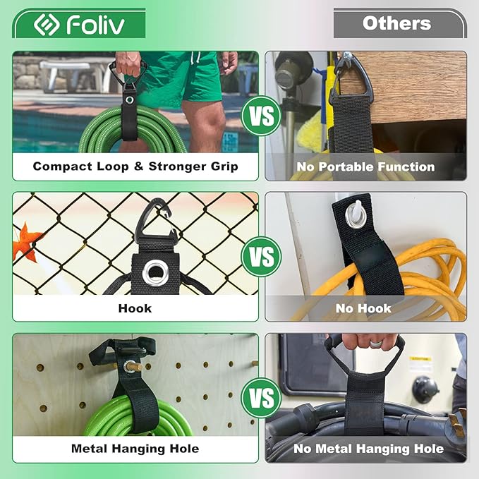 FOLIV 4PCS Storage Straps 3 in 1 Multifunction, Heavy Duty Storage Straps for Cables and Ropes, Extension Cord Organizer with Handle for Pool Hoses, Garden Hoses, Cords - 28'' + 22''