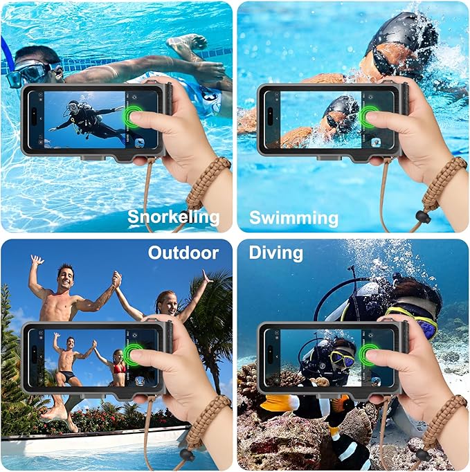 Waterproof Phone Case for Snorkeling & Diving (33ft/10m), IP68 Waterproof Hard Case for Swimming, Universal Underwater Touch Screen Case Compatible with iPhone (Gray, 4th Generation Phone Case)