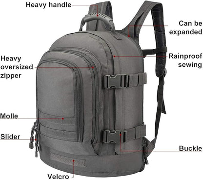 Greencity Laptop Backpacks Tactical 3 Day Expandable Bug Out Bag Classic Case Travel Hiking，Gray