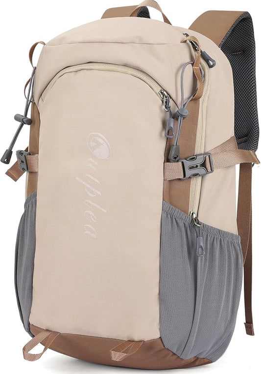 20L Small Khaki Hiking Backpack Daypack with Chest Strap for Men Women, Waterproof Outdoor Backpack with Padded Straps