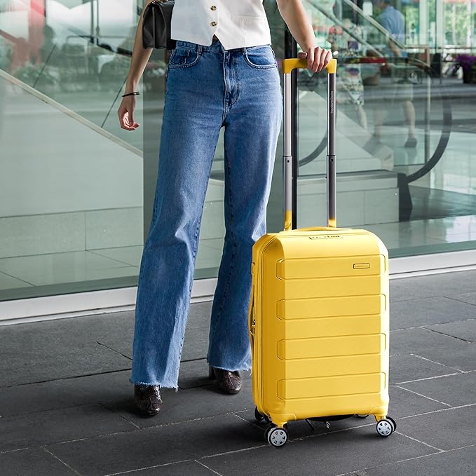 Traveler's Choice Pagosa Indestructible Hardshell Expandable Spinner Luggage, Yellow, 30-Inch Large