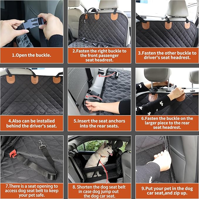 Paw Jamboree Dog car seat Cover for Back seat Hard Bottom Half Dog car seat Cover Passenger Friendly Back seat Extender for Dogs
