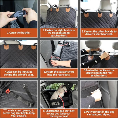 Paw Jamboree Dog car seat Cover for Back seat Hard Bottom Half Dog car seat Cover Passenger Friendly Back seat Extender for Dogs