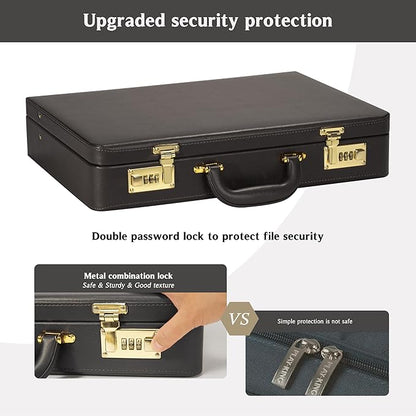 Briefcases for Men, Professional Leather Briefcase with Lock, Hard Shell Business Brief Case, Durable Executive Attache Case for Laptop Documents, Mens Hard Briefcase for Work Office Travel
