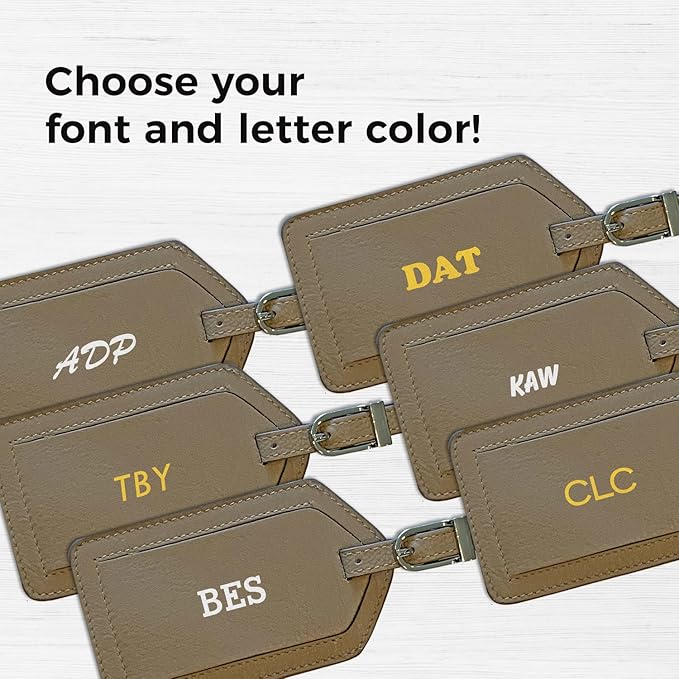 Personalized Monogrammed Leather Luggage Tags - 3 Pack