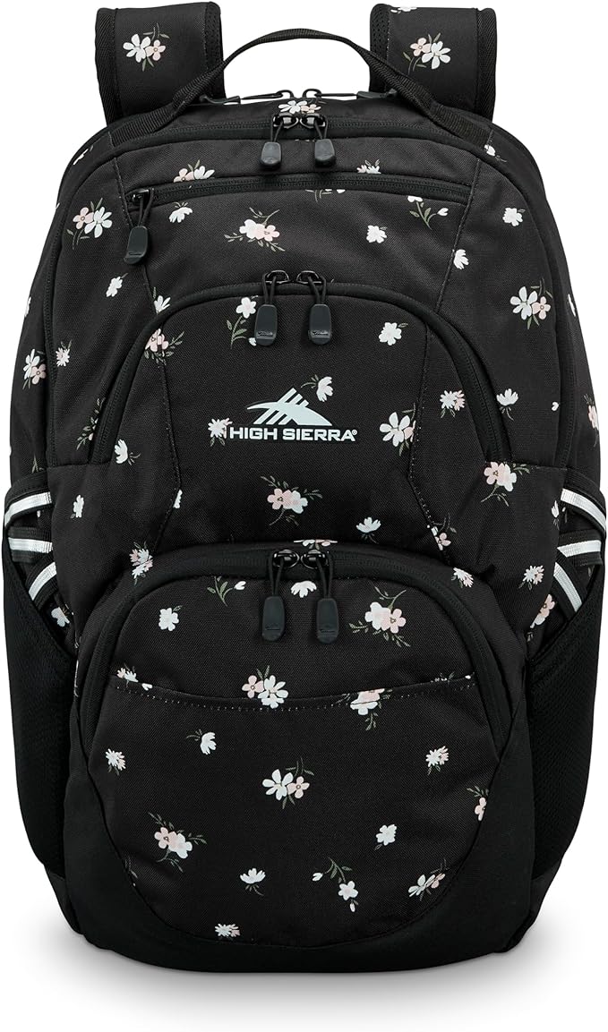 High Sierra Swoop SG Backpack, Travel or Work Laptop Bookbag with Drop Protection Pocket, and Tablet Sleeve, One Size, Floral/Black