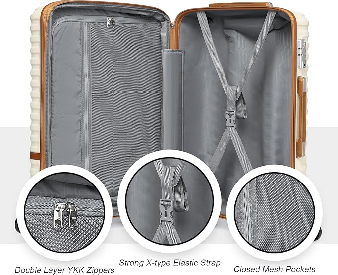 Joyway Expandable Luggage Sets 2 Piece Carry on and Check,Hardside Suitcase with Spinner Wheels and TSA Lock (White,13/20/24)