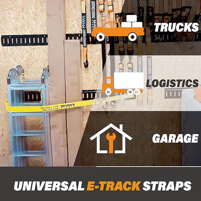 4 Pack E-Track Ratchet Straps 2" x 20' x 4,400 lbs Strength for Cargo Tie Down in Enclosed Trailer & Van by KODIAK STRAPS