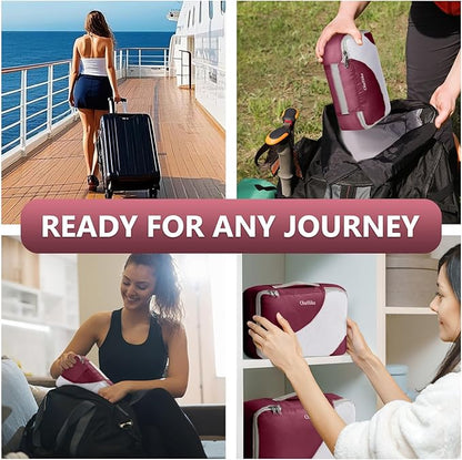 8 Set Packing Cubes for Travel,Gifts for Women Mom at Christmas,Anti-Tear Suitcase Organizers for Luggage with Hook Toiletry Bag,Teens & Friendship Gift,Vacation Essentials & Cruise Accessories,Wine
