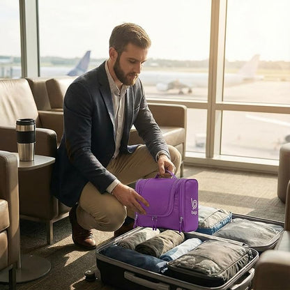 Bago Travel Toiletry Bag for Women and Men - Large Waterproof Hanging Toiletry Bag for Bathroom and Travel Bag for Toiletries Organizer (Purple)