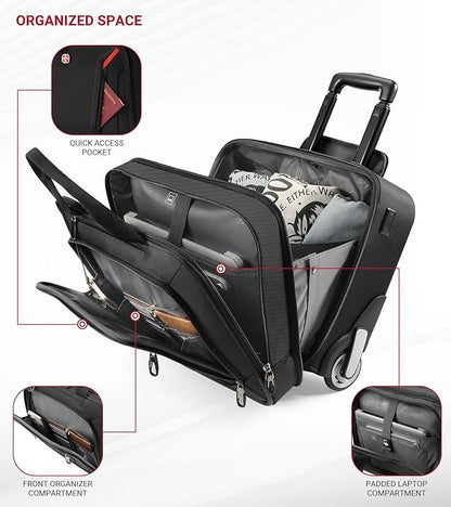 star cloud Rigid Frame Rolling Laptop Bag 18"×14"×8", Water-Resistant Rolling Briefcase with Wheels, Business Travel Computer Bag, Underseat Carry on Luggage for Men & Women