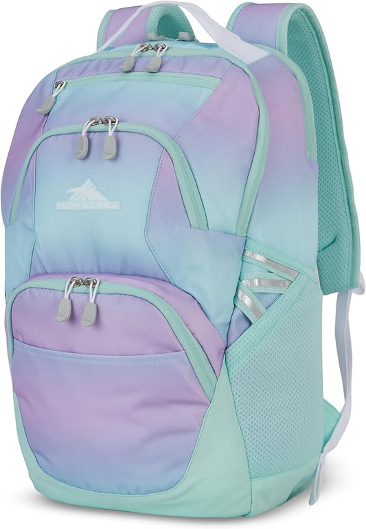 High Sierra Swoop Backpack with Laptop Pocket + Tablet Sleeve, Fits most 17” Laptops, 30L, Purple Blue
