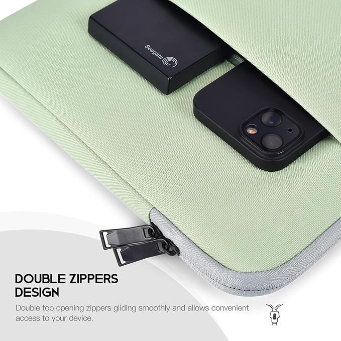 15 inch MacBook Air Sleeve, Padded Shockproof Travel Carrying Case for 2025-2023 MacBook Air 15 inch M4 M3 M2 Chip A3241 A3114 A2941 Water-Resistant Laptop Cover Slim Accessories Bag -Mint Green