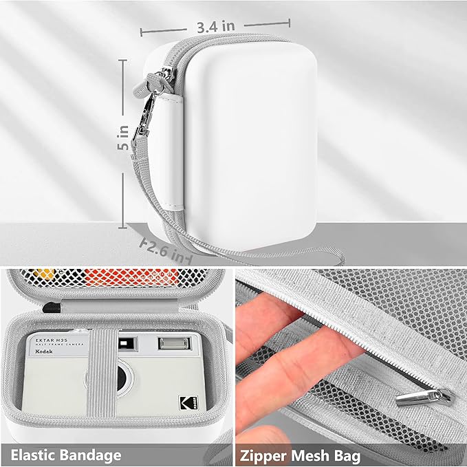 Leayjeen Digital Camera Case Compatible with KODAK EKTAR H35 H35N Half Frame Film Camera，Storage Holder Organizer for Kodak Ultra F9 M35 M38 Paper Shoot Camera-White(Case Only)