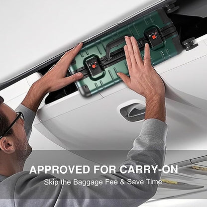 All Aluminum Carry On Luggage 22x14x9 Airline Approved，Zipperless Luggage Premium Aluminum Suitcase Luggage, Hard Shell Carry On Luggage with Spinner Wheels (dark green, 20inch)