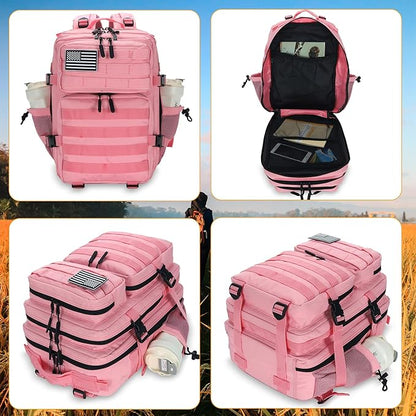 25L Tactical Backpack for Men and Women Military Backpack Small Assault Pack Molle Backpack Bug Out Bag Travel Rucksack Daypack (Pink)
