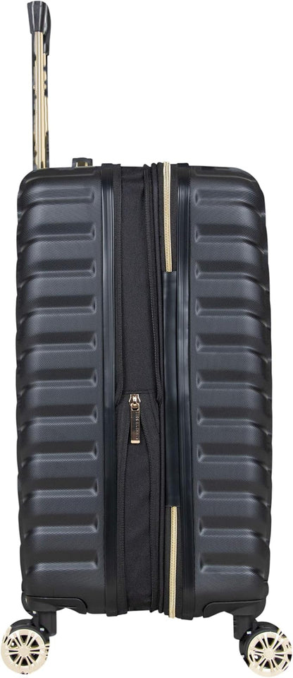 Kenneth Cole REACTION Madison Square Lightweight Hardside Chevron Expandable Spinner Luggage, Black, 2-Piece (20" Carry On + Backpack)