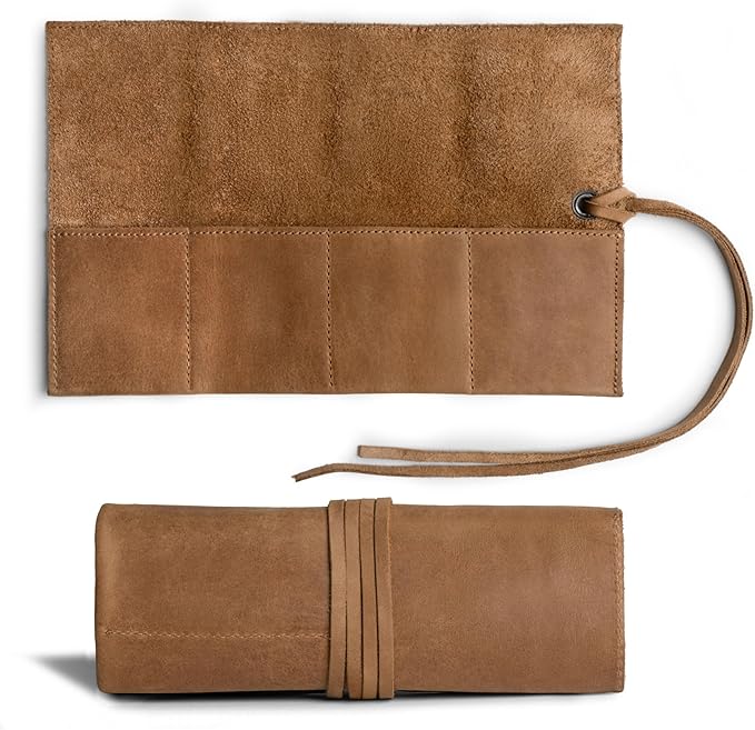 Hide & Drink, Leather Watch Roll Organizer Handmade from Full Grain Leather, Holds Up to 4 Watches, Easy Carry On Watchlover Storage (Single Malt Mahogany)