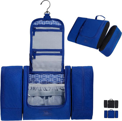 Travel Toiletry Bag for Women and Men - Hanging Cosmetic Travel Bag w/ 3 Detachable Organizer, Durable Hygiene Bag, Hanging Toiletry Bag Men or Makeup Case for Skincare - Royal Blue