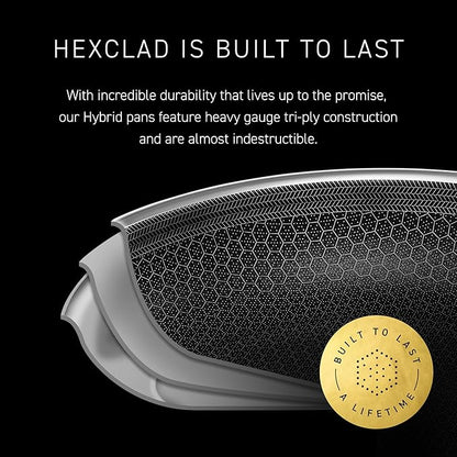 HexClad Hybrid Nonstick 4.5-Quart Deep Sauté Pan with Tempered Glass Lid, Stay-Cool Handle, Dishwasher-Friendly, Oven-Safe Up to 900°F, Induction Ready, Compatible with All Cooktops