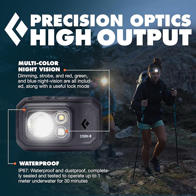 BLACK DIAMOND Storm 500-R Rechargeable Headlamp | 500 Lumens Brightness | Waterproof & Micro-USB Charging | Black