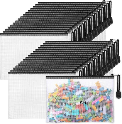 Jetec 32 Pcs Mesh Zipper Bags Toy Storage Bikini Organizer Bag Bolsas Para Guardar Trajes De Bano Waterproof Zipper Reusable Pouch Puzzle Multipurpose for Storage Office(Black,7.5 x 5 Inch)