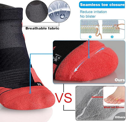 Hylaea No Show Running Athletic Anti-Blister Wicking Coolmax Socks, Seamless Anti-odor