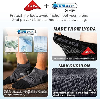 Hylaea No Show Running Athletic Anti-Blister Wicking Coolmax Socks, Seamless Anti-odor