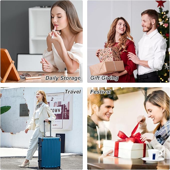Leather Jewelry Box with Lock Small Jewelry Chest for Women Gift Box for Necklace, Ring, Earring Storage Portable Design Apricot