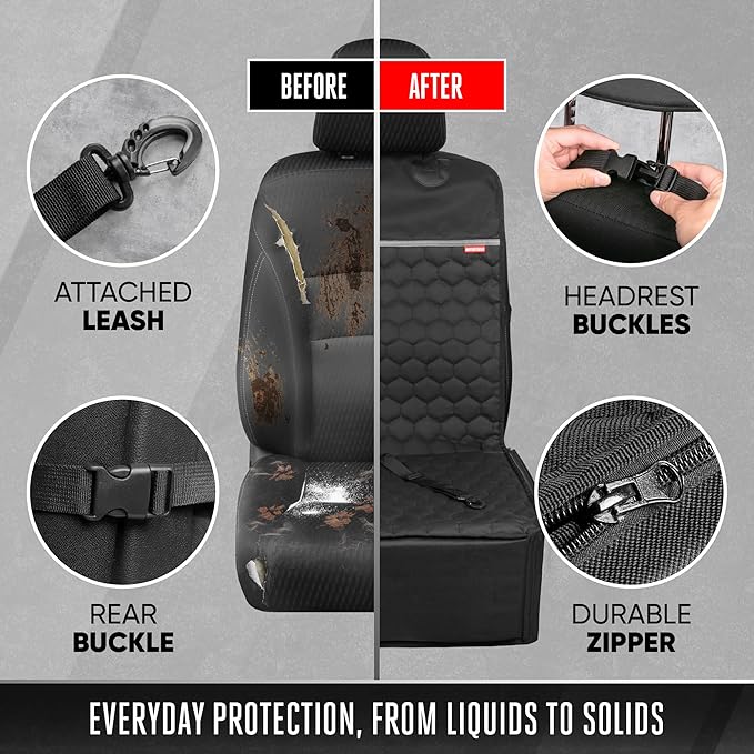Motor Trend Dog Car Seat - 2 in 1 Waterproof Foldable Bucket Style Truck Dog Booster for Medium Size and Small Dogs – Pet Car Protector & Pet Anxiety Seat - Universal Fit for Cars, Trucks, & SUV