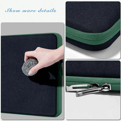 Slim Laptop Case 13.3 14 inch Sleeve, Rainproof & Shockproof Carrying Case for Notebooks Compatible with MacBook Pro 14" and All Models 13.3" MacBook Air/Pro, Most Popular 13"-14" PC,Black-Green