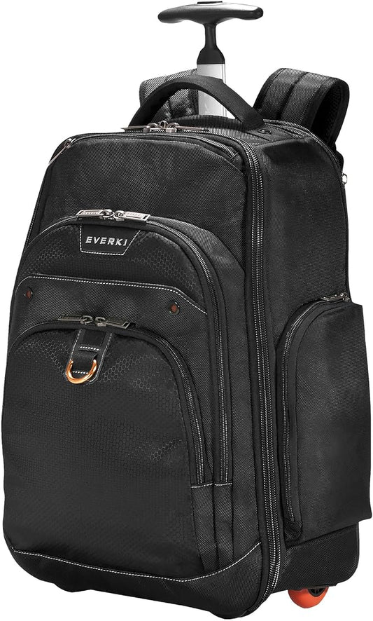 EVERKI Atlas 30L Wheeled Laptop Backpack – Carry-On Travel Backpack for Women & Men – Fits 13 to 17.3-Inch Laptops with Adjustable Compartment – Rolling Backpack for Travel – Black (EKP122)