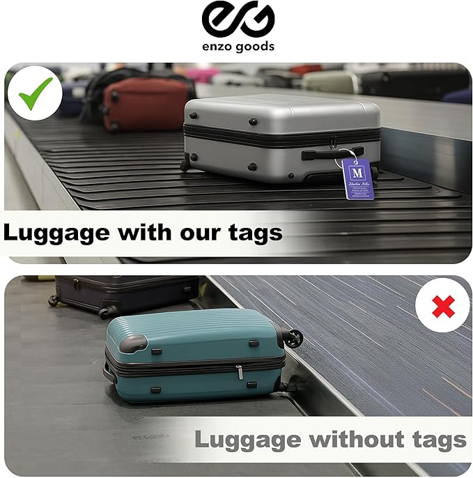 Personalized Luggage Tag | 10 Pack | Custom Luggage Tags for Suitcases | Kids Backpack Tag | 10 Color Options & Choose Font, Font Color