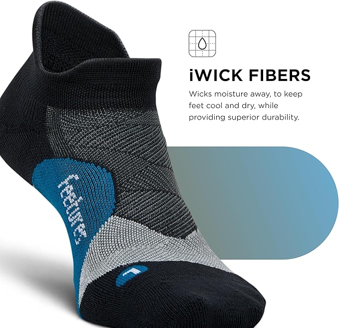 Feetures Elite Light Cushion No Show Tab Athletic Ankle Socks - Sport Sock with Targeted Compression